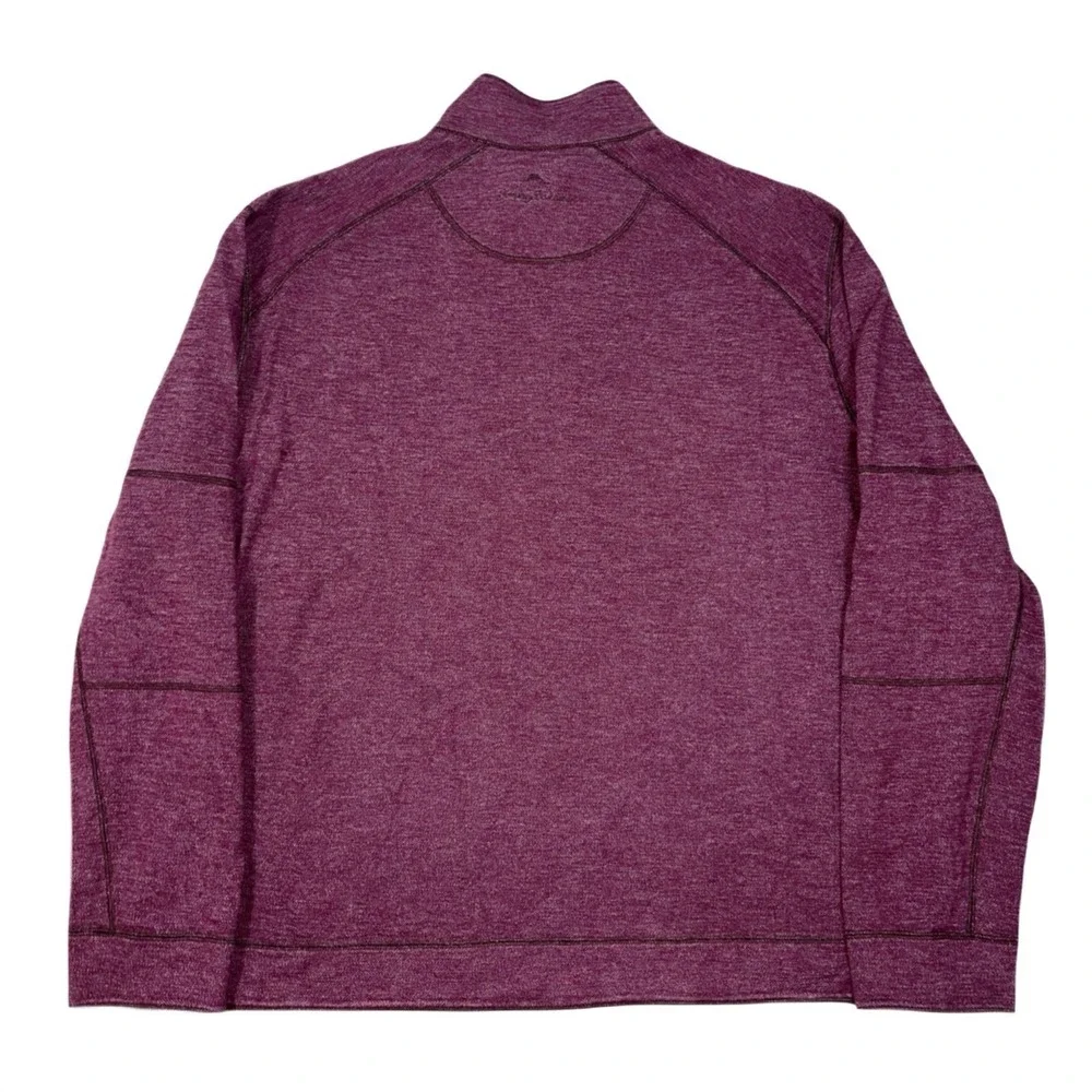 Tommy Bahama Reversible 1/4 Zip Sweater Mens 2XL Flipshore Maroon Gray Pullover